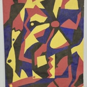 Vintage Abstract Art Signed Vibrant Colors on Canvas Home Wall Decor Women Men